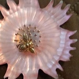 Vintage ALEXIS BITTAR 3D Buzzing Bee on Flower Pin with Crystal Center
